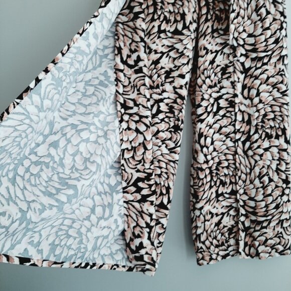 SKYE Pull-On Wide Split Leg Crop Ankle Pants Light Floral Feather Print Sz S - Picture 7 of 15